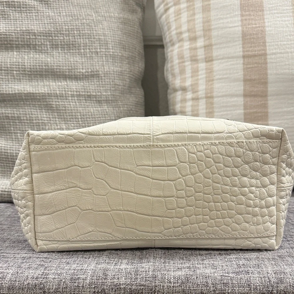 Furla Cream/ White Croc-Embossed Hobo Bag with Furla Dust Bag